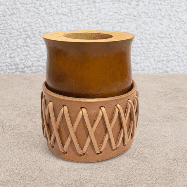 Mate criollo de calabaza trenzado beige