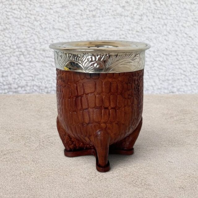 Handcrafted Croco Leather Mate Gourd Camel